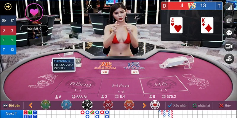 Một bàn đấu trong game Casino Rồng Hổ